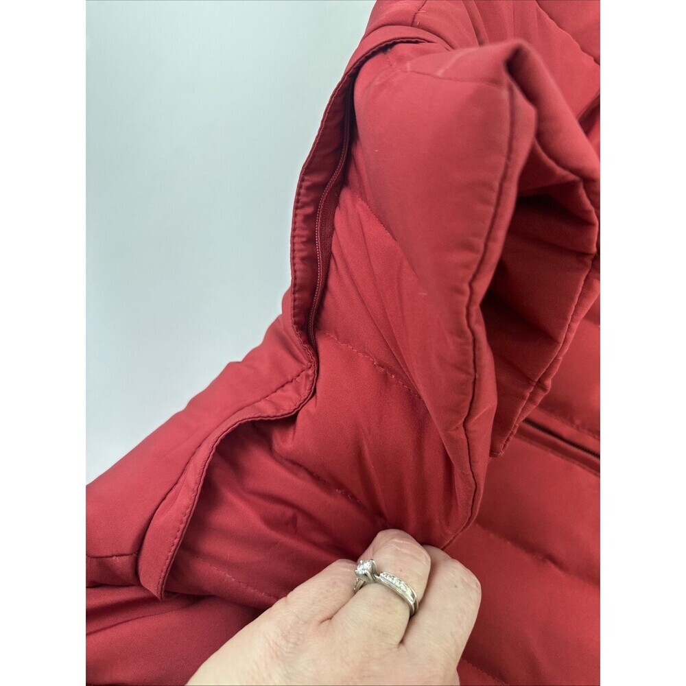 Calvin Klein Down Puffer Coat Zip Red Fleece Lined Pocket Insulated Women Medium - Picture 12 of 16